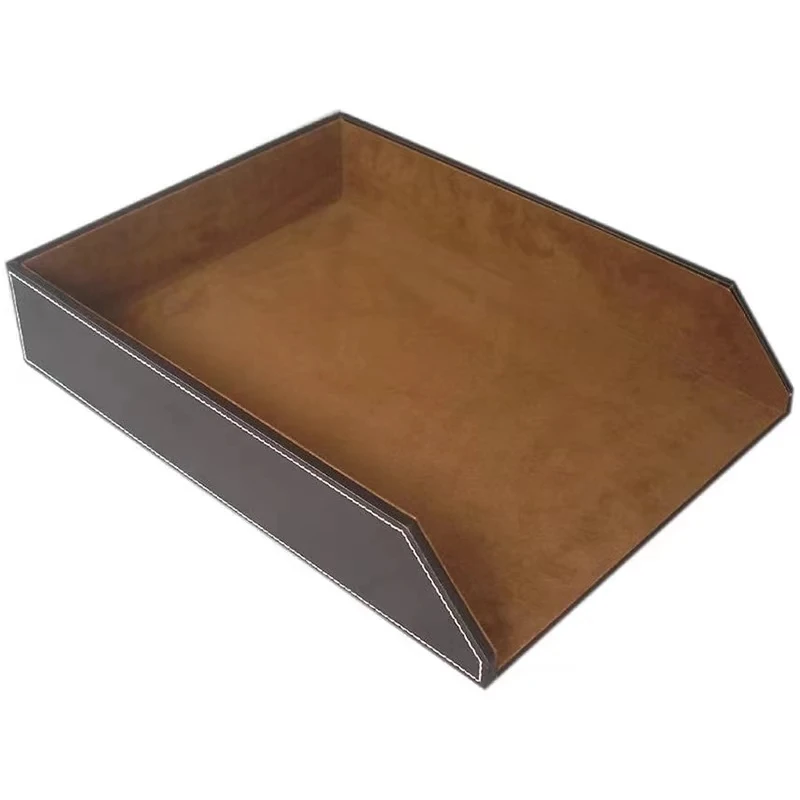 PU Leather Collection Letter Tray,Document Desk Stackable Office File