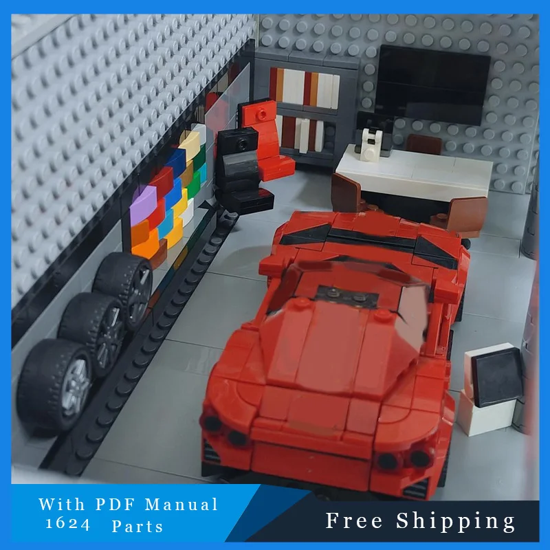 

Лидер продаж, 1624 шт., креативная модель MOC Dealership и гаражный строительный блок для детей, сборка головоломок, дисплей, игрушки, рождественские подарки