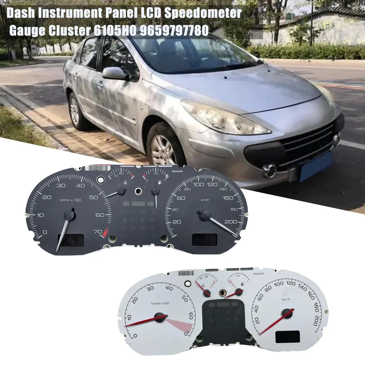 Panel de instrumentos LCD, tacómetro de tablero, velocímetro, Grupo 6105H0 9659797780 para Peugeot 307 (T5) 05-08, ZQ80330080