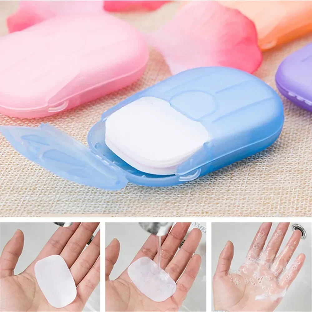 20pcs Bathroom Disposable Soap Paper Convenient Travel Soap Paper Washing Hand Bath Clean Scented Mini Paper Slice Soap