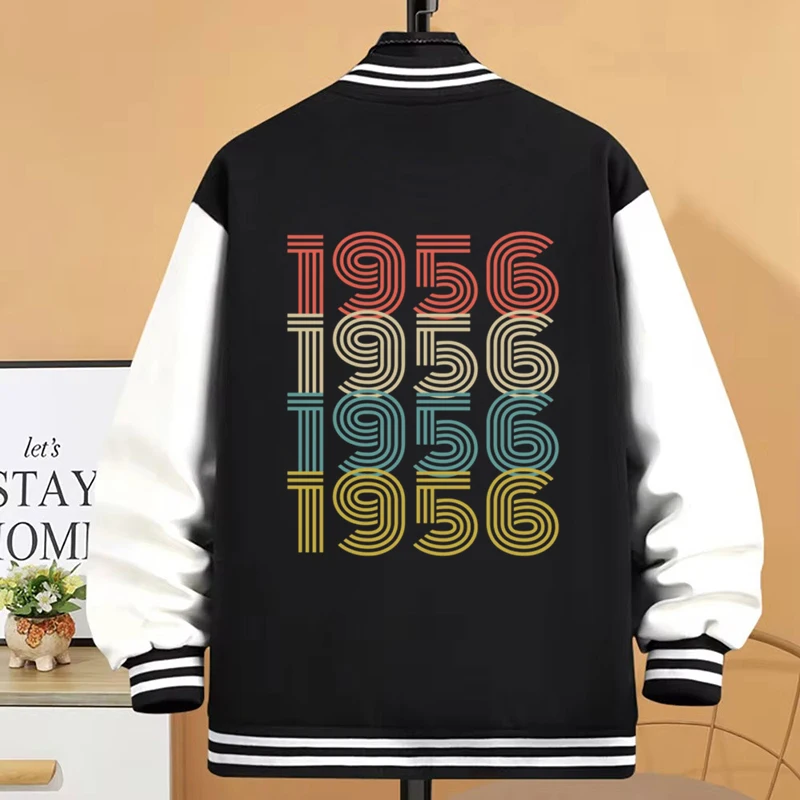 Trendy Men Women Baseball Jacket 1956 Classic Birthday Gift Winter Coats Woman Anniversary Overcoat Born 1956 Streetwear Jacket