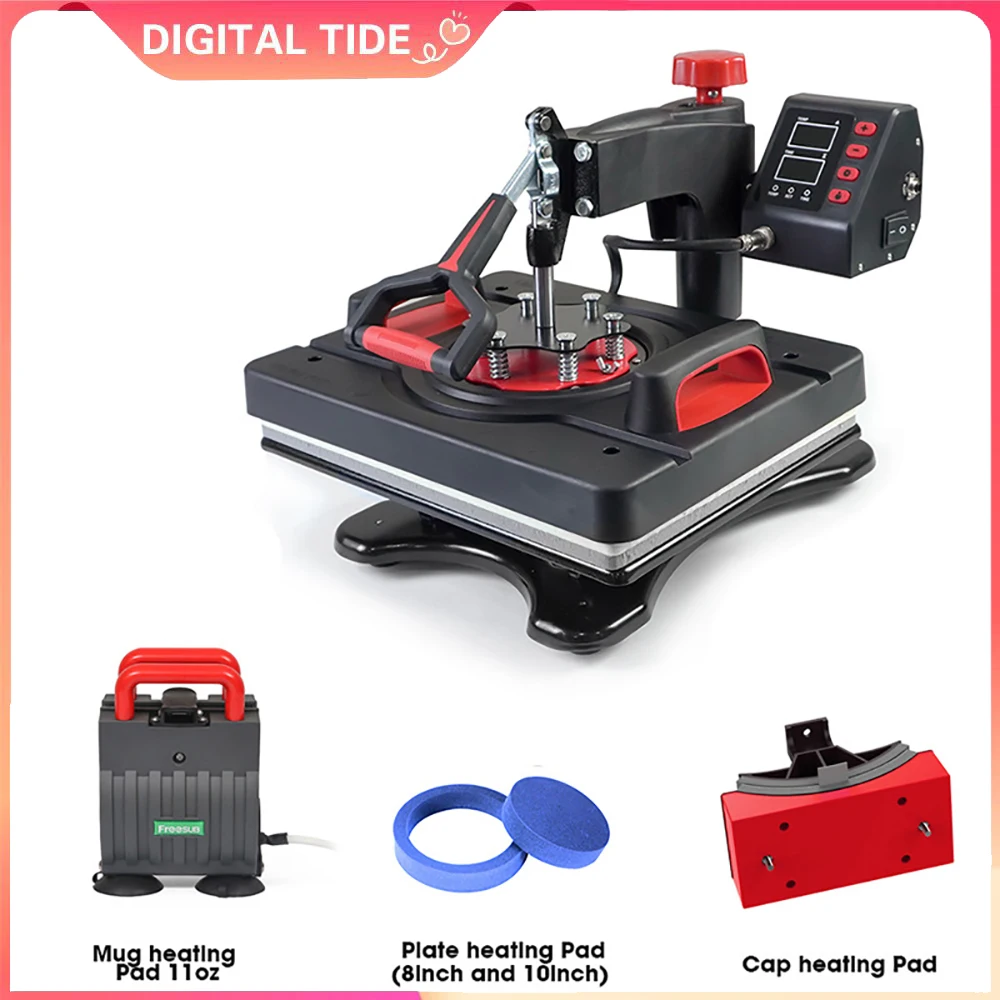 

Automatic 8 in 1 Combo Sublimation Printer, Mini Heat Transfer Press Machine, DIY Cap Mug Plate T-Shirts Bottle Phone Case