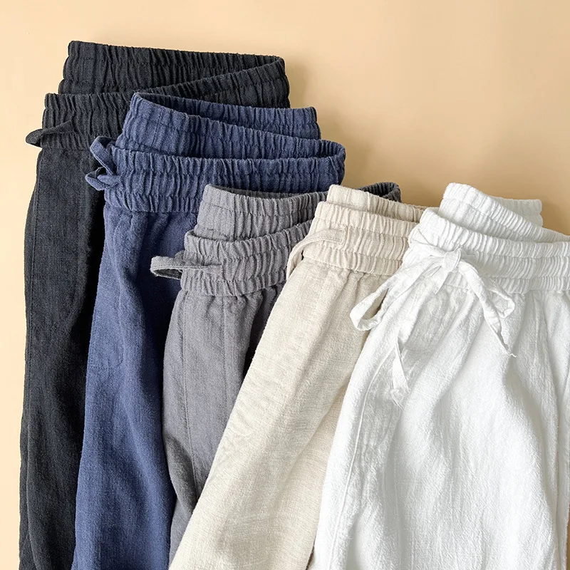 2025 New Men's Cotton Linen Pants Male Autumn New Breathable Solid Color Linen Trousers Fitness Streetwear S-3XL - Image 4