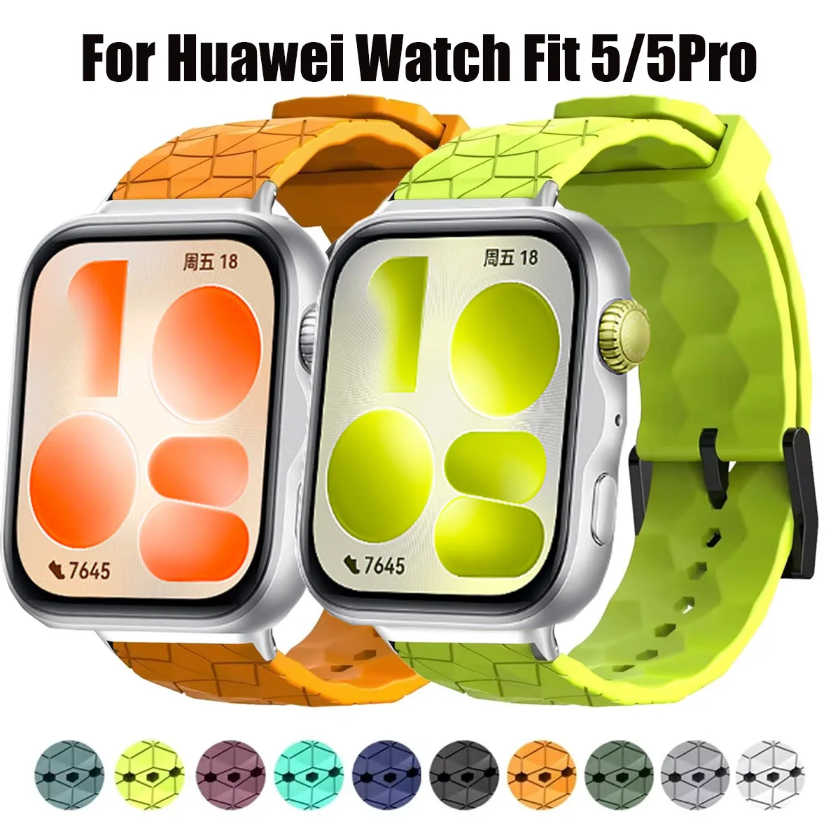 Fußballmuster Silikonarmband für Huawei Watch Fit 5 5 Pro Atmungsaktives Smartwatch-Armband Huawei Watch Fit 3 4 4 Pro Armband