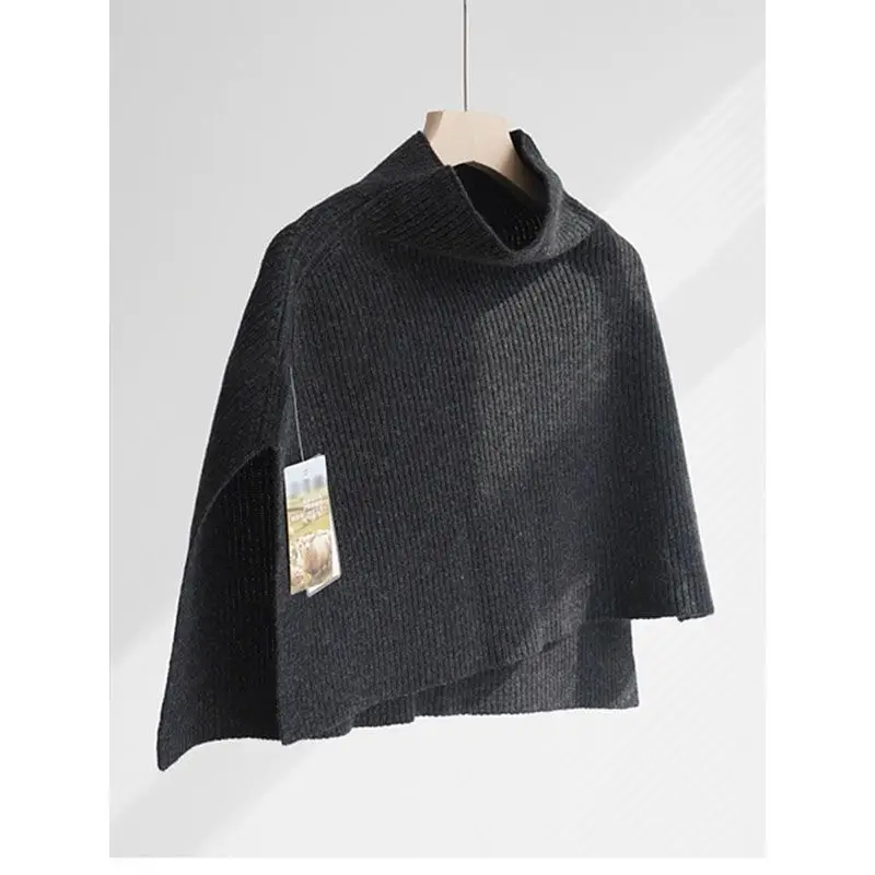 

Solid Color Pullover French Brown High Collar Shawl Knitted Women's Autumn and Winter Scarf Fashion Casual Top