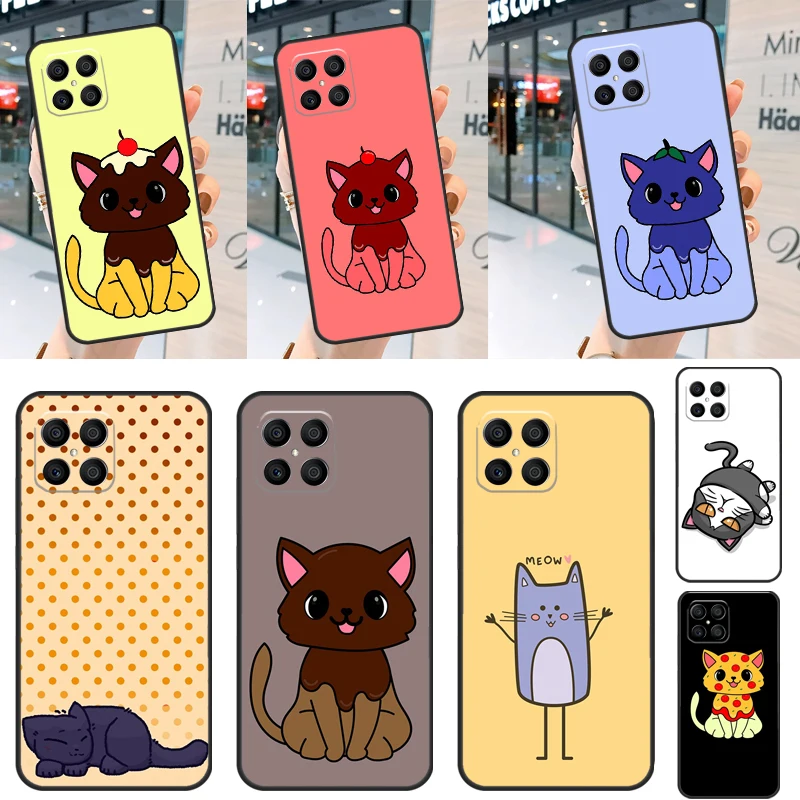 Cute Kawaii Blueberry Cat For Huawei Honor Magic 5 Pro X8 X9a 50 70 P Smart 2019 Nova 9 5T P60 P20 P40 P30 Lite Case