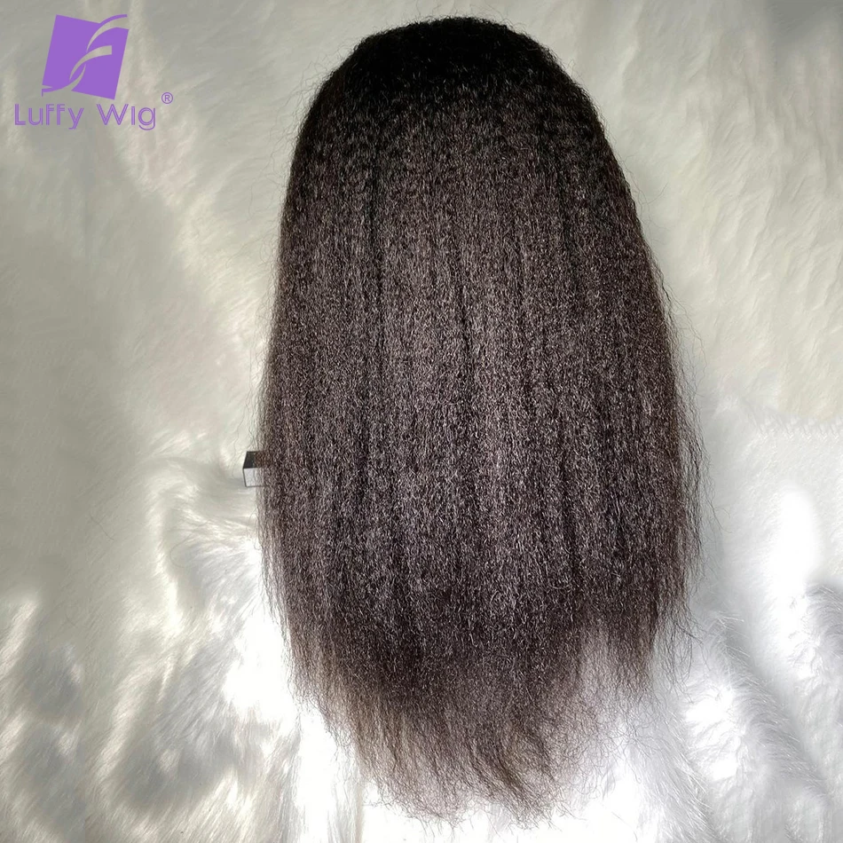 Yaki V Shape Wig 200Density Human Hair Kinky Straight Glueless V Part Wig No Leave Out Beginner Friendly for Women