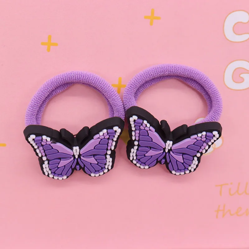 2Pcs/Set Kawaii Cartoon Animal Butterfly Headband Scrunchie Children\'s Elastic Bands For Girl Hair Accessorie Holiday Gift