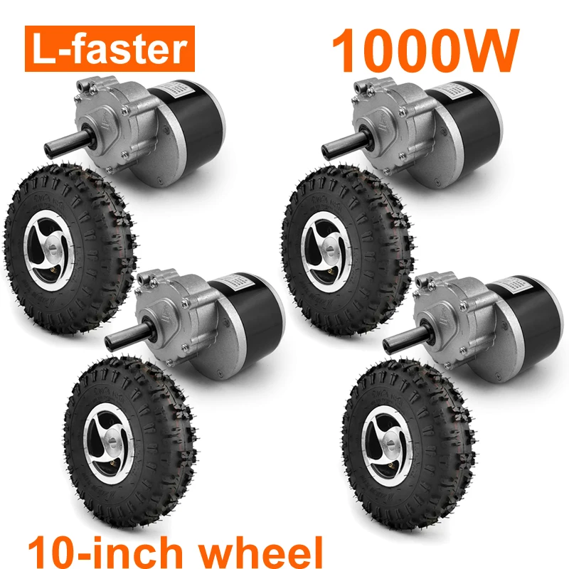 4WD 1000W Electric Four Drive Kit 4.10-4 Off Road Tire 10 Inch Wheel Set For DIY Electrical 4X4 Lawnmower Barrow Trolley Cart