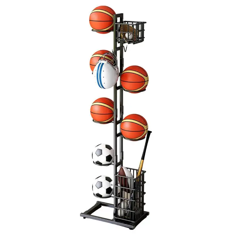 Ball Sports Equipment Storage Rack Basketball Organizer Stand Rustproof Basketball Organizer Rack With Basket For Volleyball