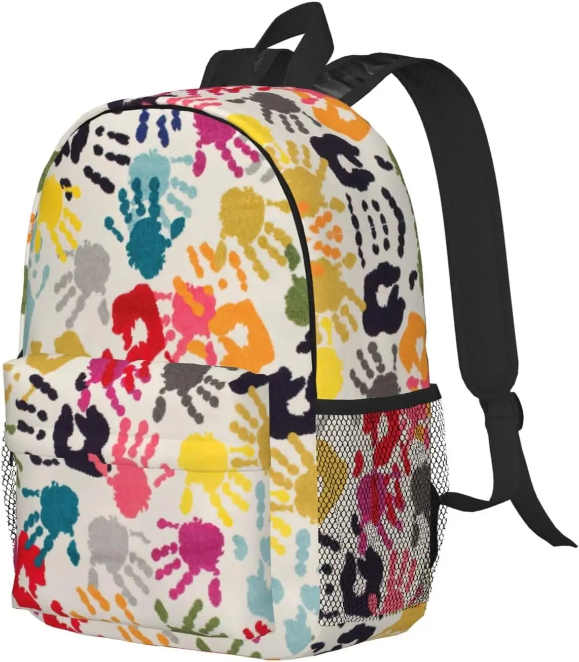 حقيبة ظهر مطبوعة يدويًا للبالغين، حقائب ظهر خفيفة الوزن للمشي لمسافات طويلة والعمل والكمبيوتر المحمول للرجال والنساء