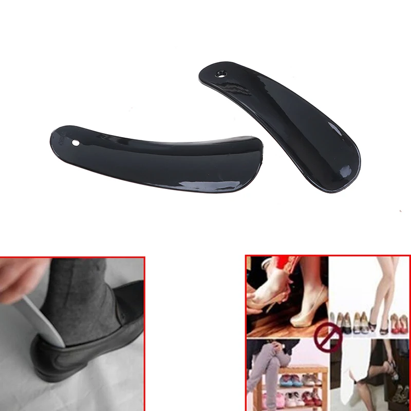 2Pcs 11cm black plastic shoehorn shoe horns spoon shoes accessories