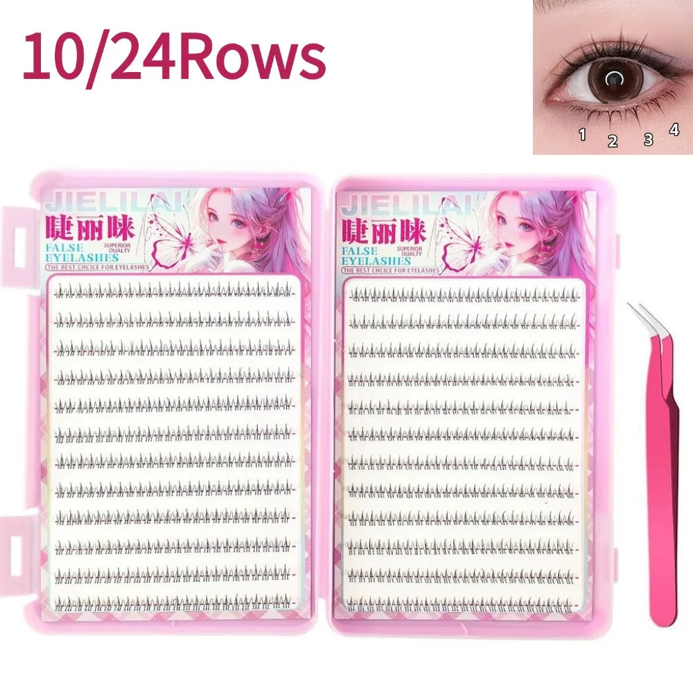 10/24 Rows Small Flame Lower Eyelashes Natural Look Glue-Free Eyelashes Softly curled Lower Lashes Easy to Use For beginners