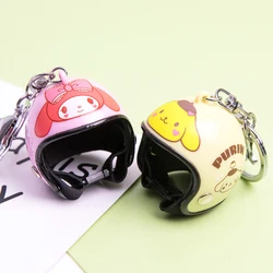 Sanrio Kuromi Melody Helmet Shape Keychains Kawaii Hello Kitty Cinnamoroll Toy Doll Bag Ornament Keychain Car Pendant Gift