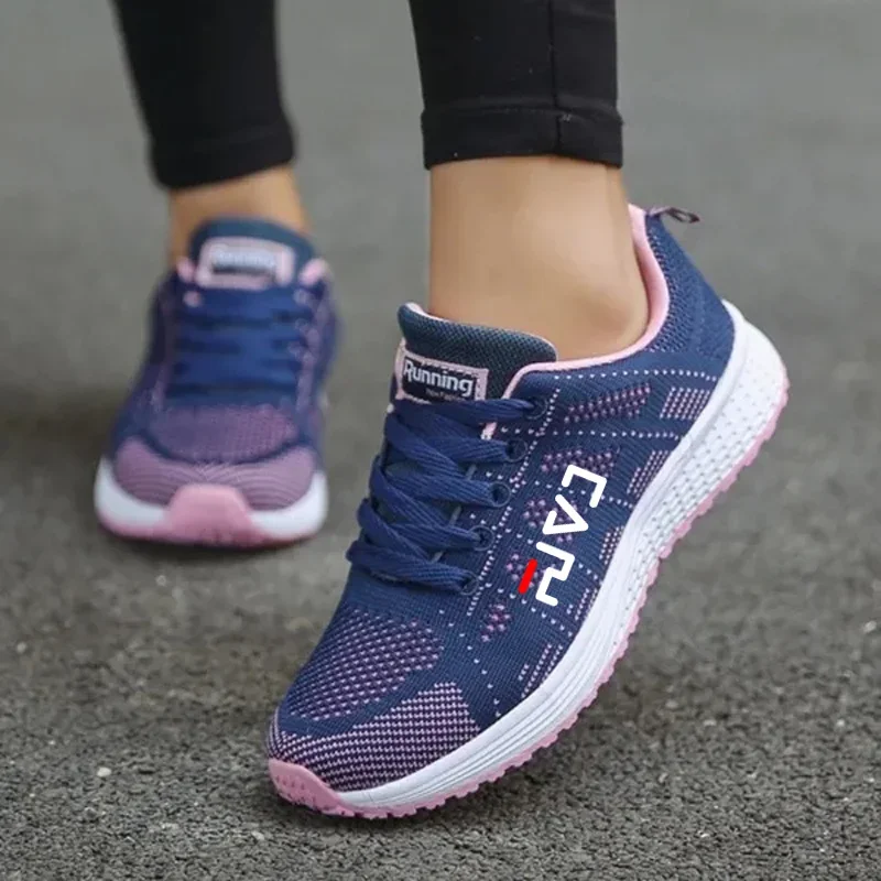 New Womens Ultra Light Weight Walking Shoes Ladies White Casual Sneakers Mesh Breathable Sports Shoes Lace Up Anti-Slip Sneakers