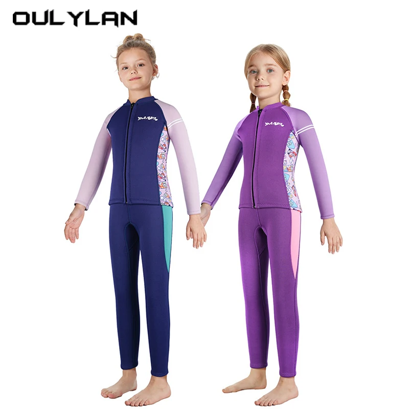 

Oulylan 2.5MMChildren's Diving Suit Split Long-Sleeved Thickened Diving Suit Girls Training Swimming Cold-Proof Surfing Suit