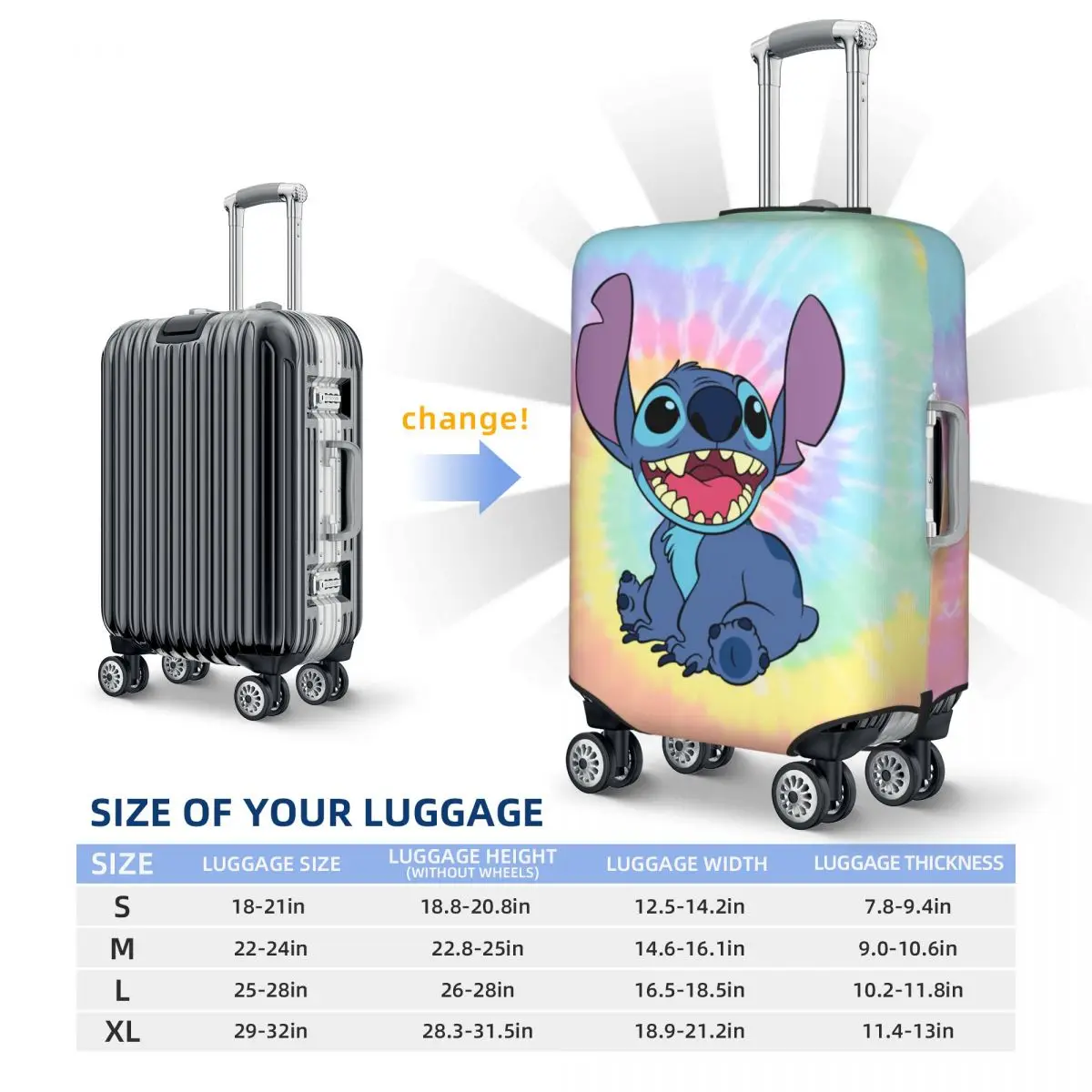 Custom Stitch Travel Luggage Cover Washable Suitcase Cover Protector Fit 18-32 Inch