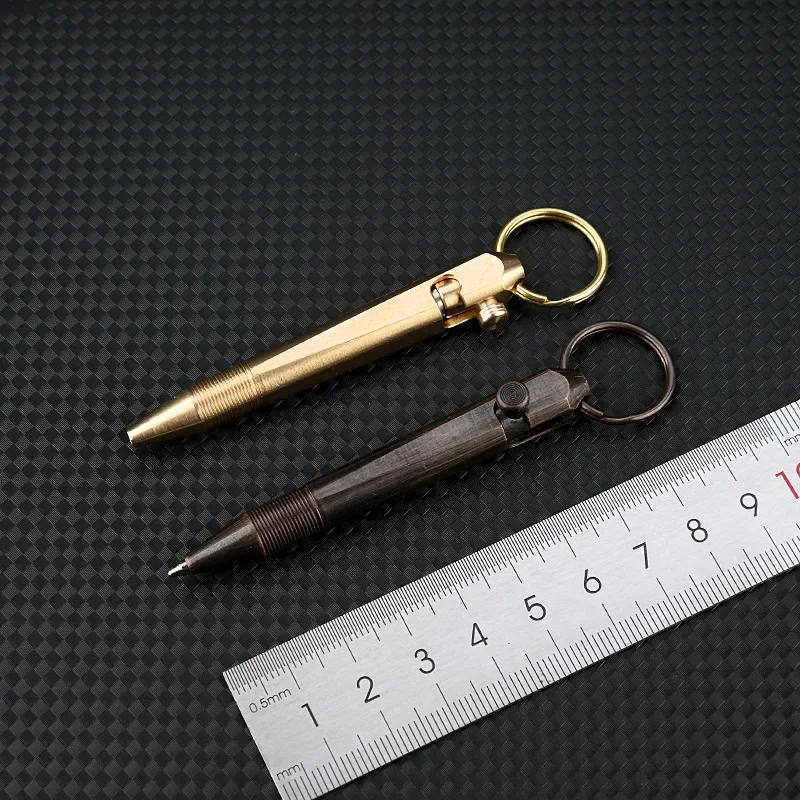 Mini Keychain Brass Tactical Pen Portable Pendant Outdoor EDC Pocket Tool