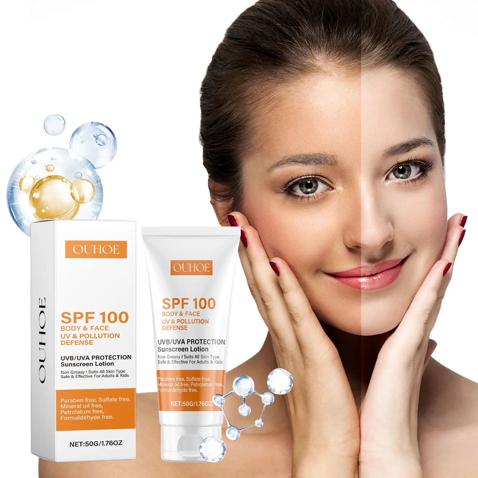 

50ml Face Sunscreen SPF 50 PA+++ Isolation Sunblock Anti Spot Whitening Moisturizing Brightening Calming Skin Care