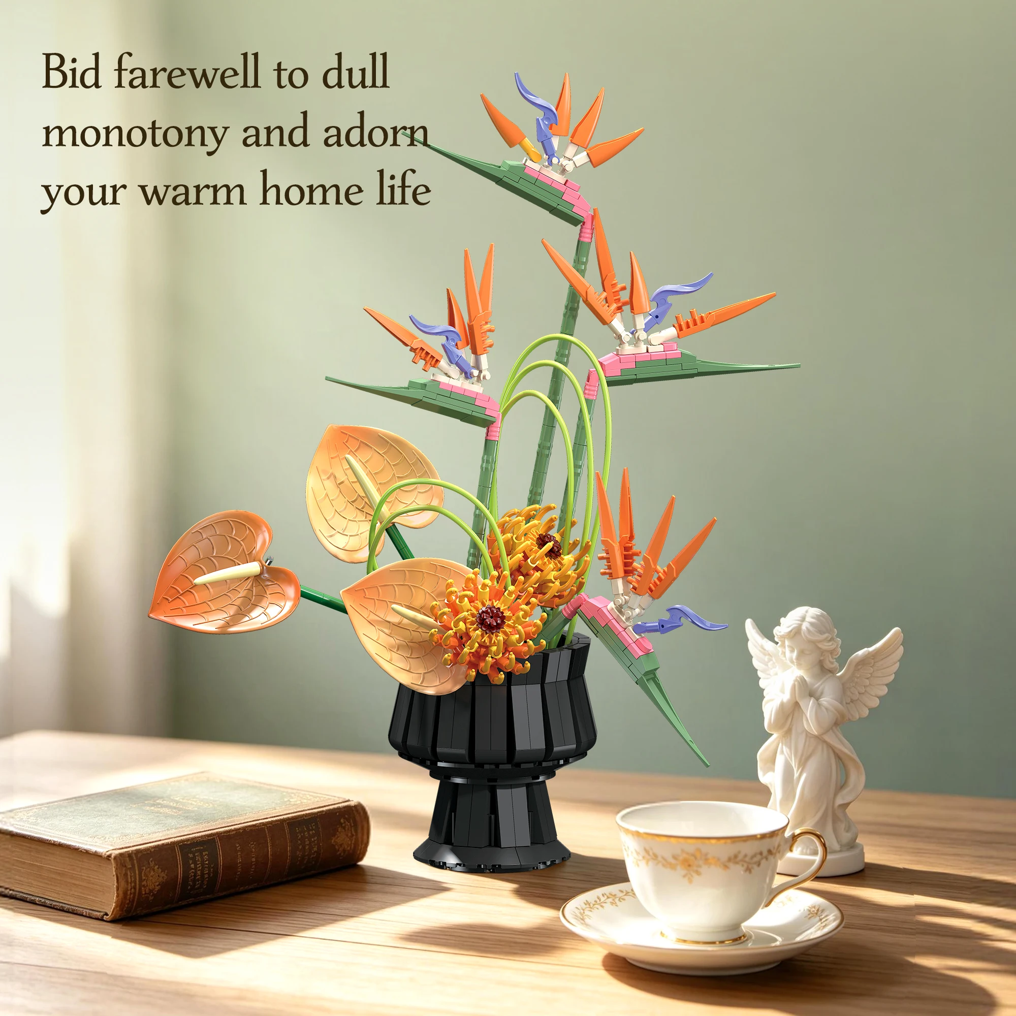 Tropical Bird of Paradise Flower Building Blocks Set Exotic Home Decor DIY Model Ornament Symbol of Freedom and Good Luck Gift view 4