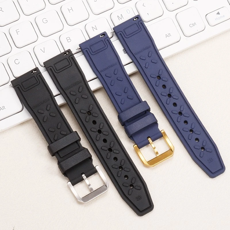 20mm 21mm 22mm Fluororubber Watch Strap for IWC Portuguese Pilots Citizen Oris Tissot Speedy FKM Rubber Strap Men Wristband