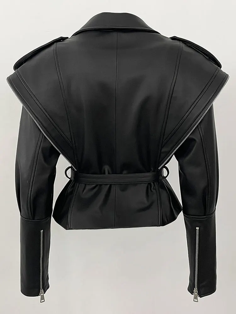 2025 سترة جلد الغنم الحقيقي تصميم السائق سترة جلدية الخريف الكتف سترات من الجلد سيدة سترة جلدية حقيقية النساء #2