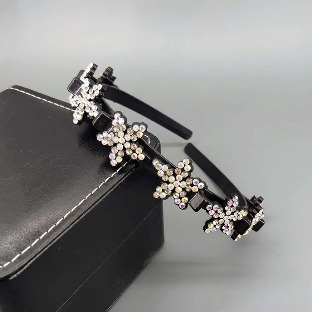 أربطة شعر أنيقة مع مقاطع ندفة الثلج ستار النمط الفرنسي للنساء لؤلؤة الشعر هوب أغطية الرأس أداة نسج الشعر