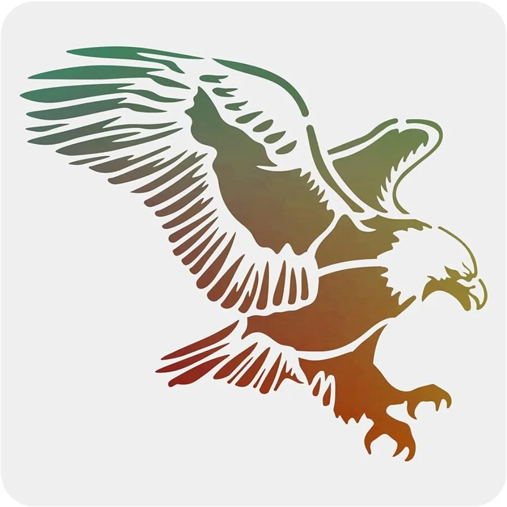 

Eagle Stencil Decoration Template 11.8x11.8 inch Plastic Eagle Drawing Painting Stencils Square Reusable Stencils for Create