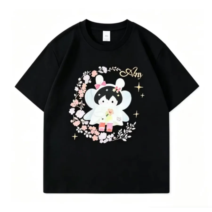 Thai Drama Our Love US EmiBonnie Any Cartoon Print Oversized T Shirt Casual Loose Student Short-sleeved T-shirt Y2K Clothes