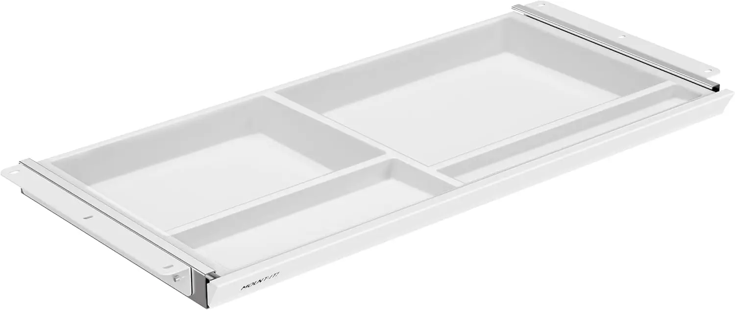 

Under Desk Drawer with 4 Compartments, Deep Low-Profile Slide-Out Storage Organizer, 25.8″ x 12.5″ x 1.6″, Smooth Gli