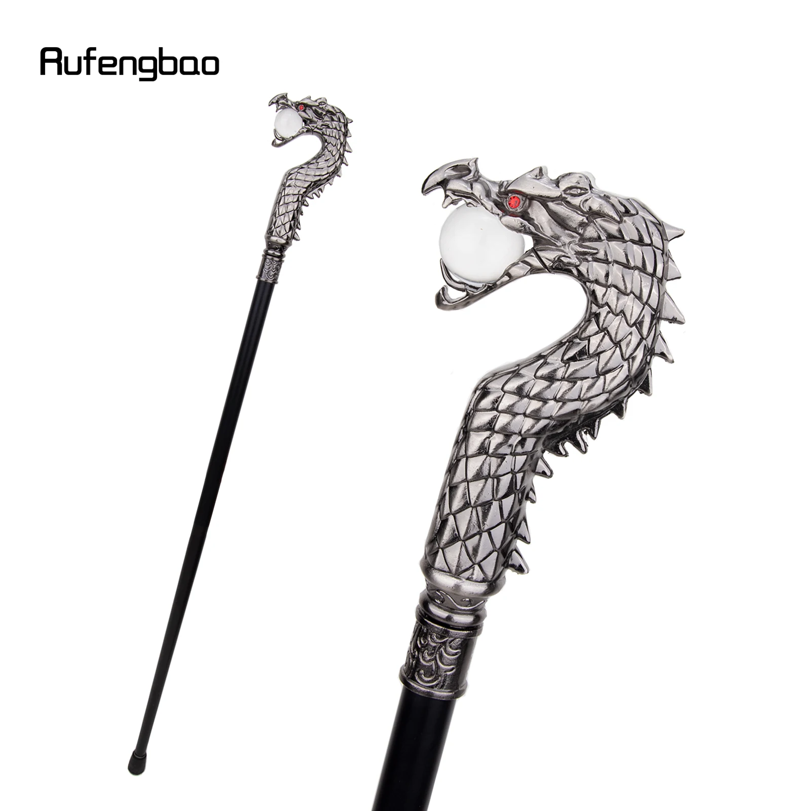 Dragon Head Bite Ball Single Joint Fashion Walking Stick Decorative Vampire Cospaly Party Walking Cane Halloween Crosier 93cm