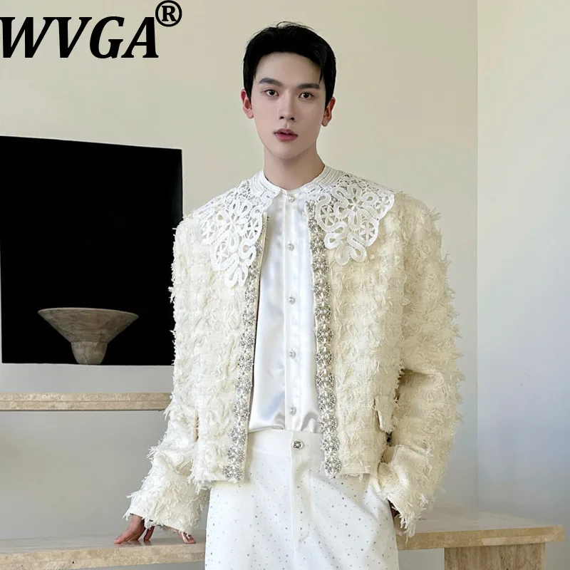 

WVGA Spring Autumn New Man Heavy Beaded Floral Collarless Short Blazer Niche Chic Casual Embroidery Trendy Suit Coats Ins W14356