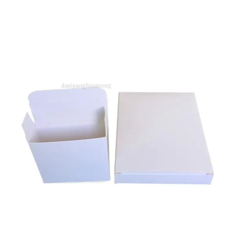 50pcs/lot White flat square box White cardboard Blank paper box Electronic product double-opening cover general packing box