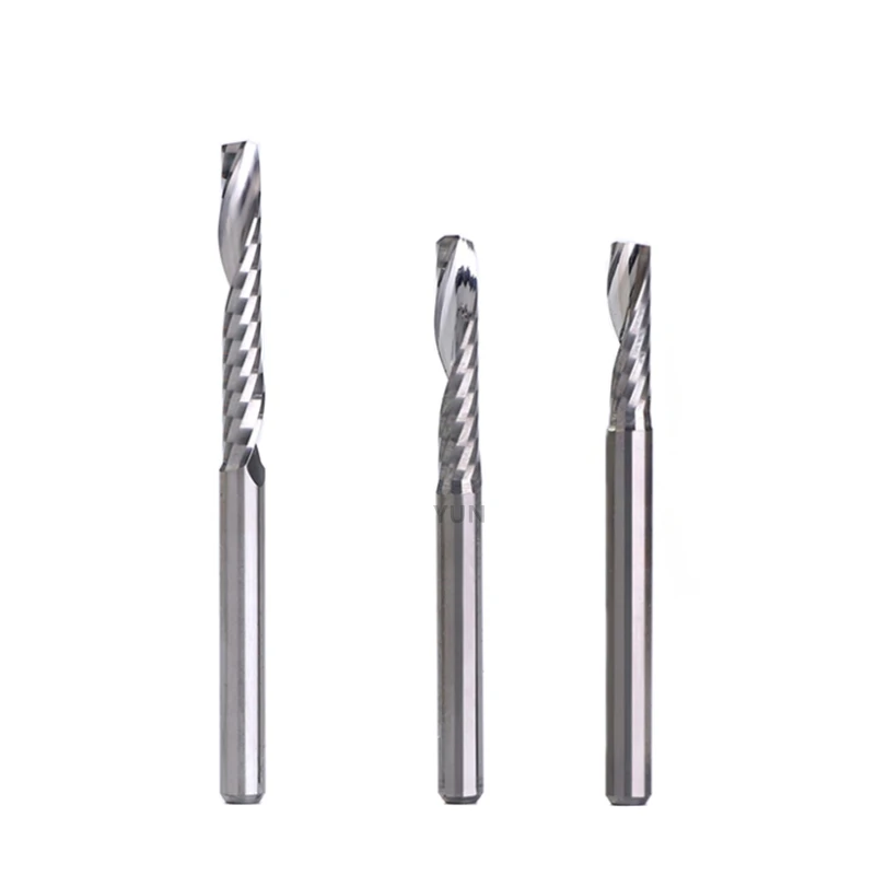 Single-Flute Helical End Milling Cutter For MDF Acrylic PVC PS /PA /PP Board 3.175/4mm Shank 3/4/6/8/10/12/15/17/22/25/28/32mm