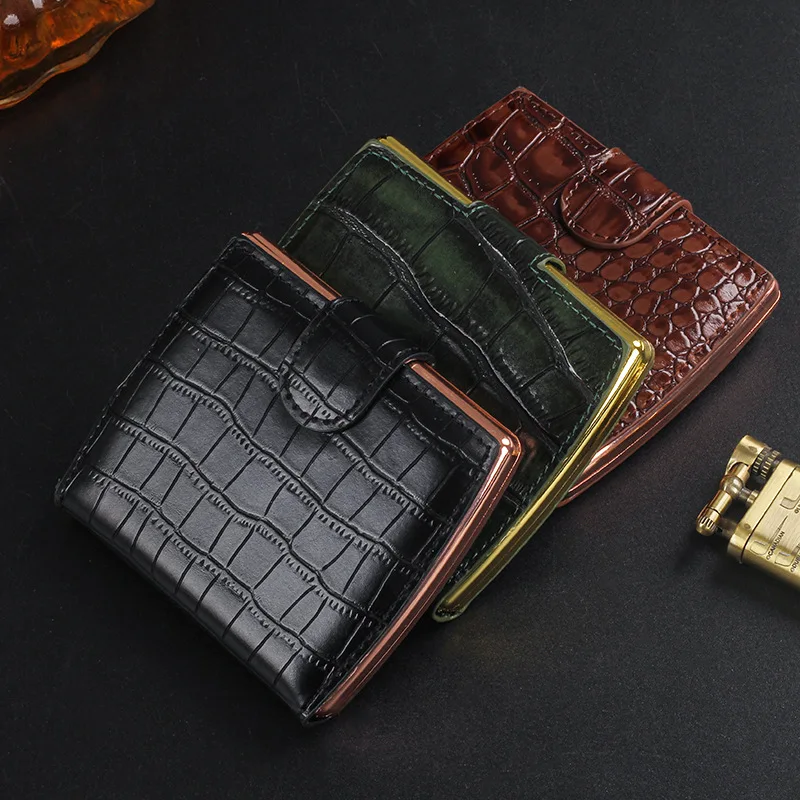 Classic Leather Cigarette Case for 10 Cigarete Box Holder for Men Gift Cigarette Cover Tobacco Pouch Smoking Accessories