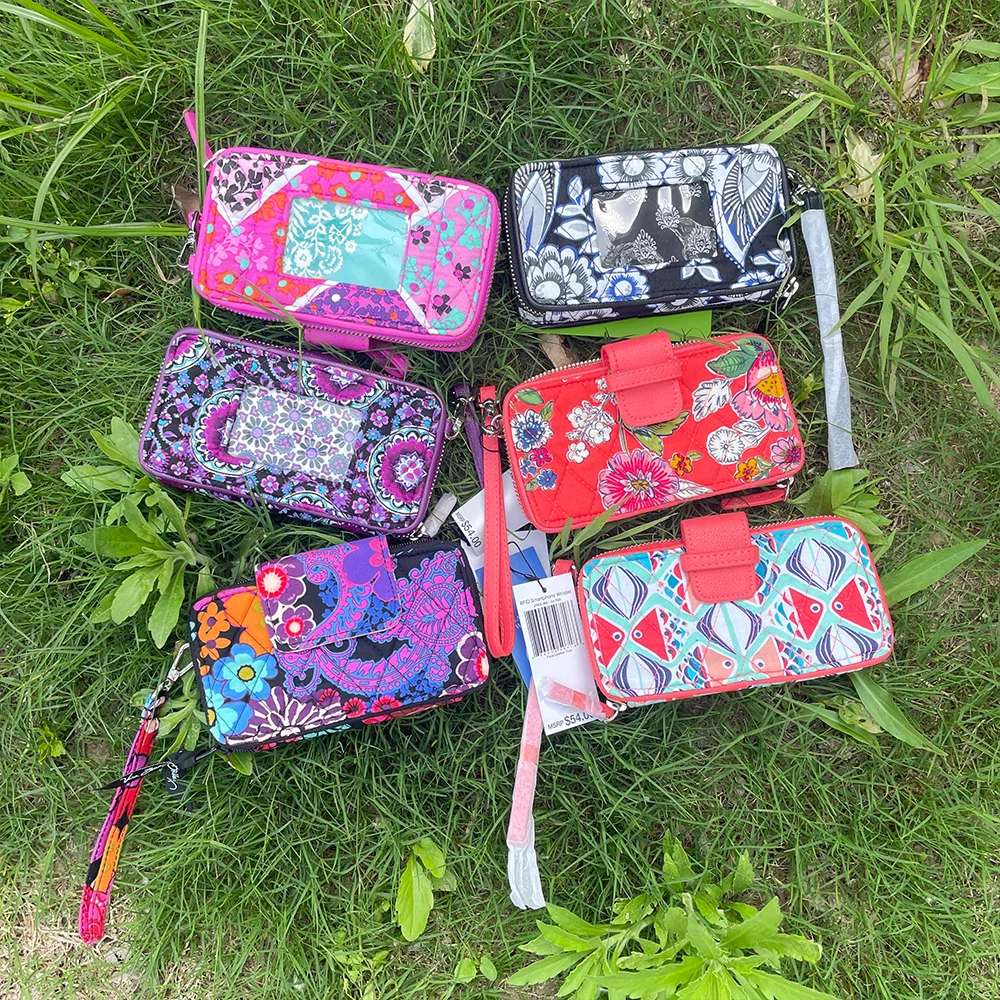 VbAmerican Rustic Cotton Flower Printing Wristlet Wallet, Folding Bag, Inforladies, Money Bag, Coin Hectare, Children, Girls, Women