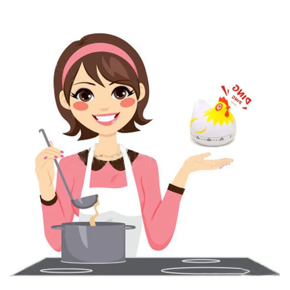 

1Pcs Countdown Timer Kitchen Mechanical Timer for Baking Cooking Eggs Management Tool Home Classroom Use White