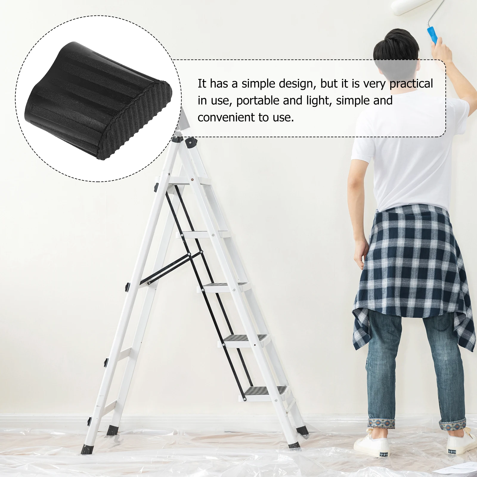 4 pezzi tipo D 25x43 cm piedini per scale antiscivolo coperture in gomma accessori per scale pieghevoli robusti protezioni per pavimenti antiscivolo