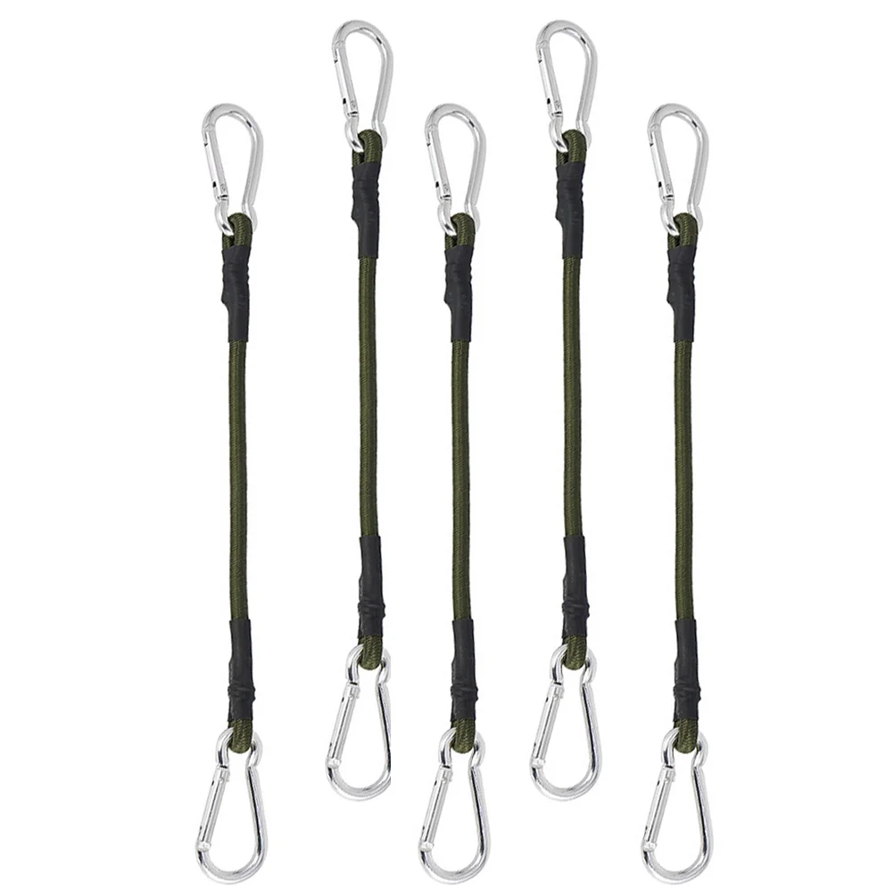

5 Pcs Bungee Straps Outdoor Carabiner Elastic Rope Band Tent Lanyard 8mm Camping Clothesline Luggage Binding Packing Belt