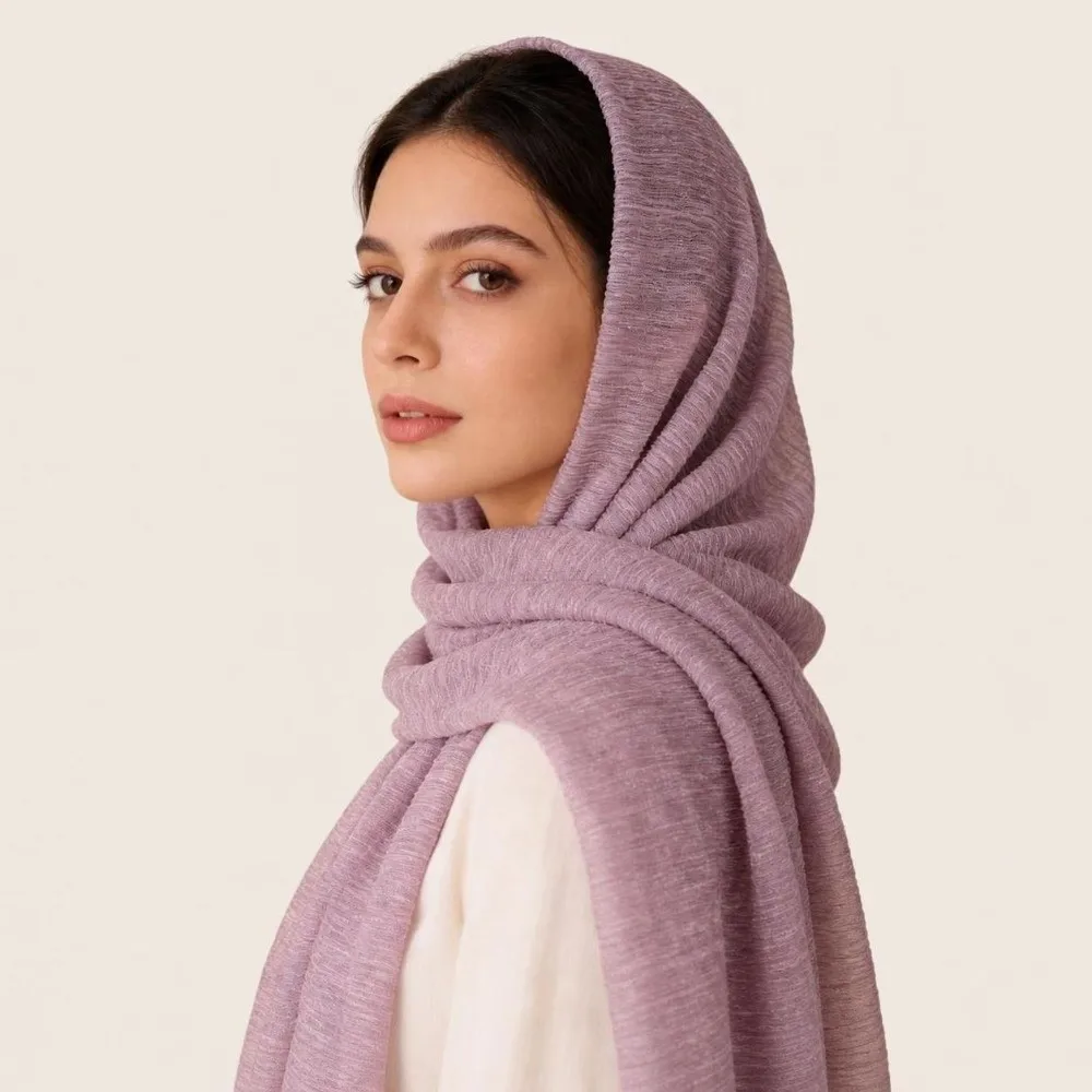 Ethnic Solid Color Long Hijab Crinkle Soft Touch Plain Headscarf Breathable Modest Shawl Wrap For Women