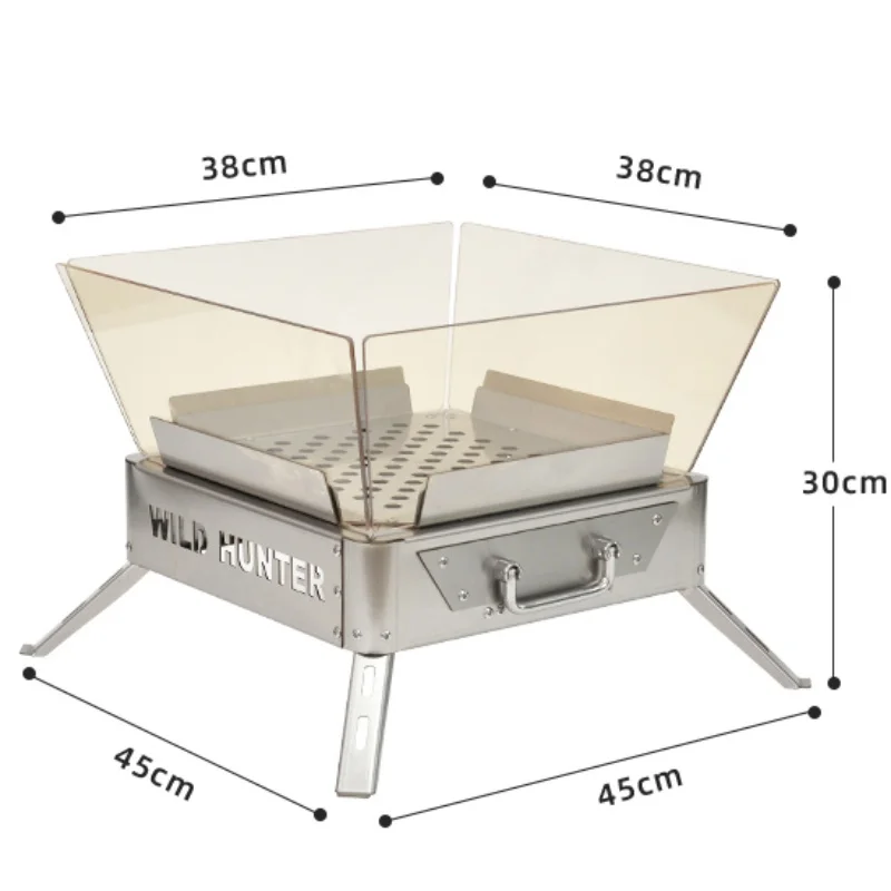 SmiloDon Camping Stainless Steel Folding Bonfire Stove Portable Wood Burner Campfire Furnace Outdoor Fire Wood BBQ Stove