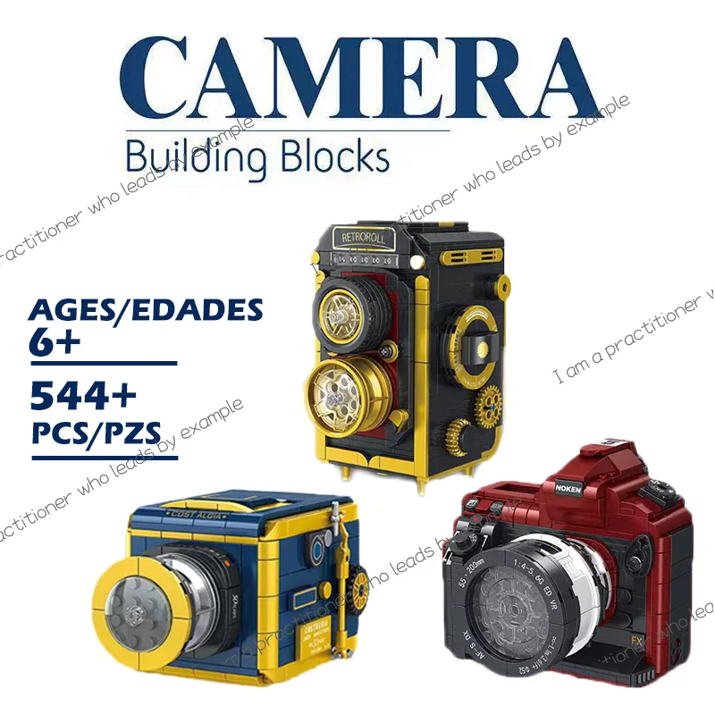 

Классическая креативная ретро цифровая камера с одной линзой, декоративный комплект строительных блоков, модель здания для взрослых, детские игрушки