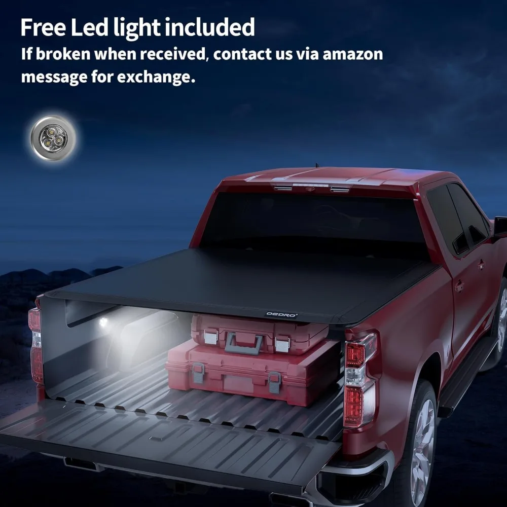 Soft Tri-fold Truck Bed Tonneau Cover Compatible with 2022 2023 2024 Toyota Tundra(Excl.Trail) 5.5ft Bed with Deck Rail System