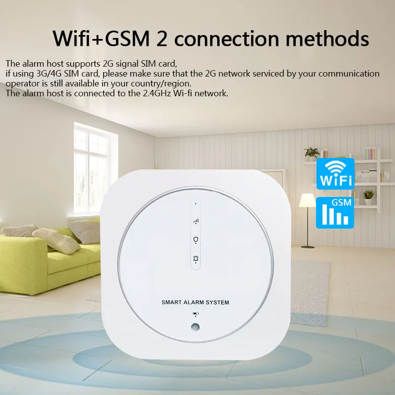 433Mhz Wireless Home Alarm System 2.4GHz WiFi Smart Tuya App Control Low Battery Reminder Wireless Home Security Alarm System