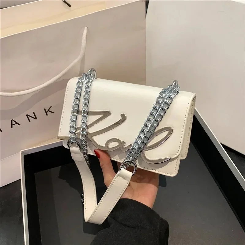 Retro Zipper Women Shoulder Bag Leisure Square Tote Bag Chain Half Month Handbag Luxury Designer Female Letter Crossbody Bag