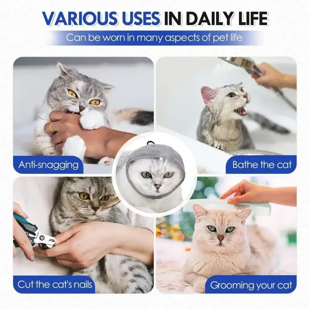 ปรับแมว Anti Bite Muzzles ลูกแมว Anti-Bite หมวก Breathable Cat Grooming Restraint กระเป๋าสบาย Anti Scratch