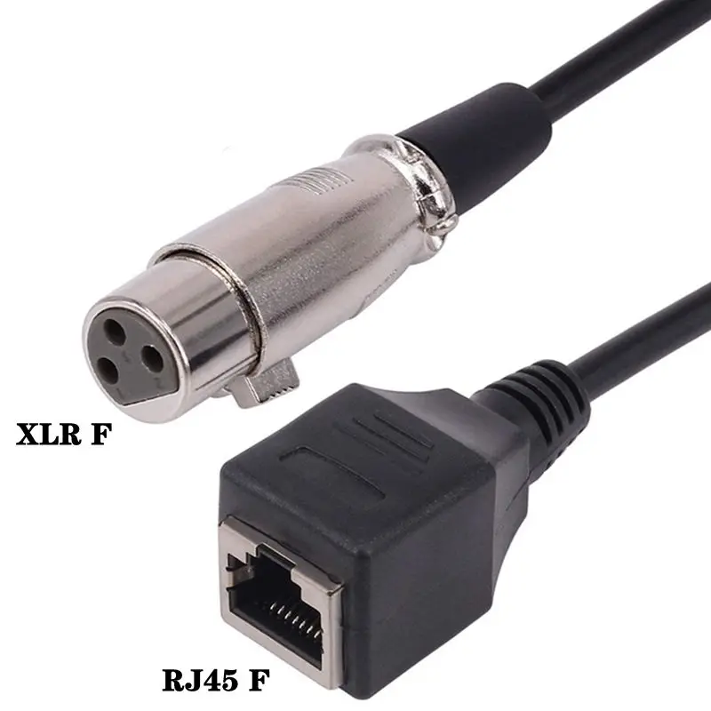 Cable XLR de cabeza a red, XLR3P a RJ45, extensión de puerto hembra RJ45 a Cable de conexión de luz LED de cabeza macho y hembra XLR