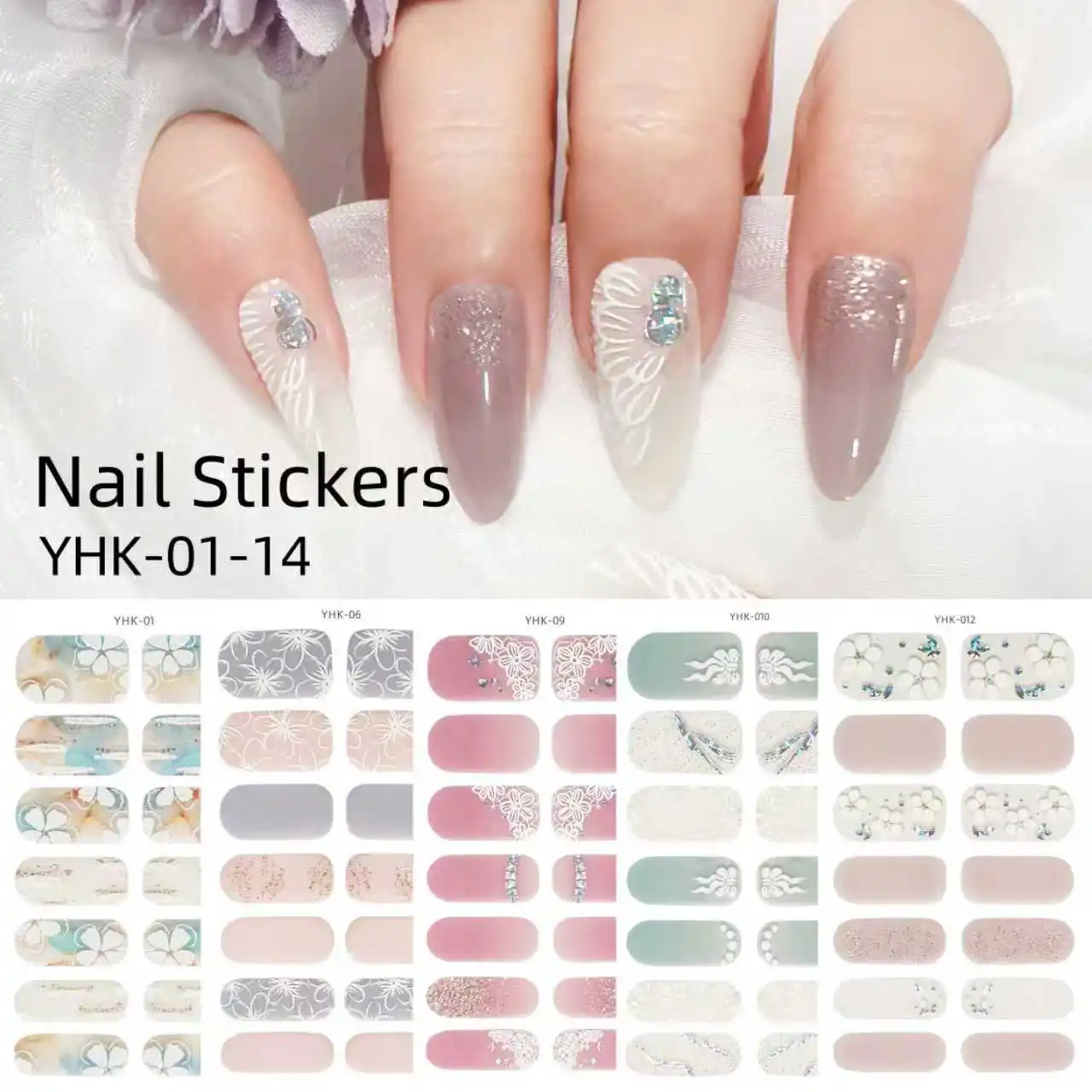 

Наклейки для ногтей с полным покрытием, модные наклейки для маникюра, декор для ногтей, не требуют УФ-лампы, самоклеящиеся, дизайнерские художественные наклейки для маникюра.