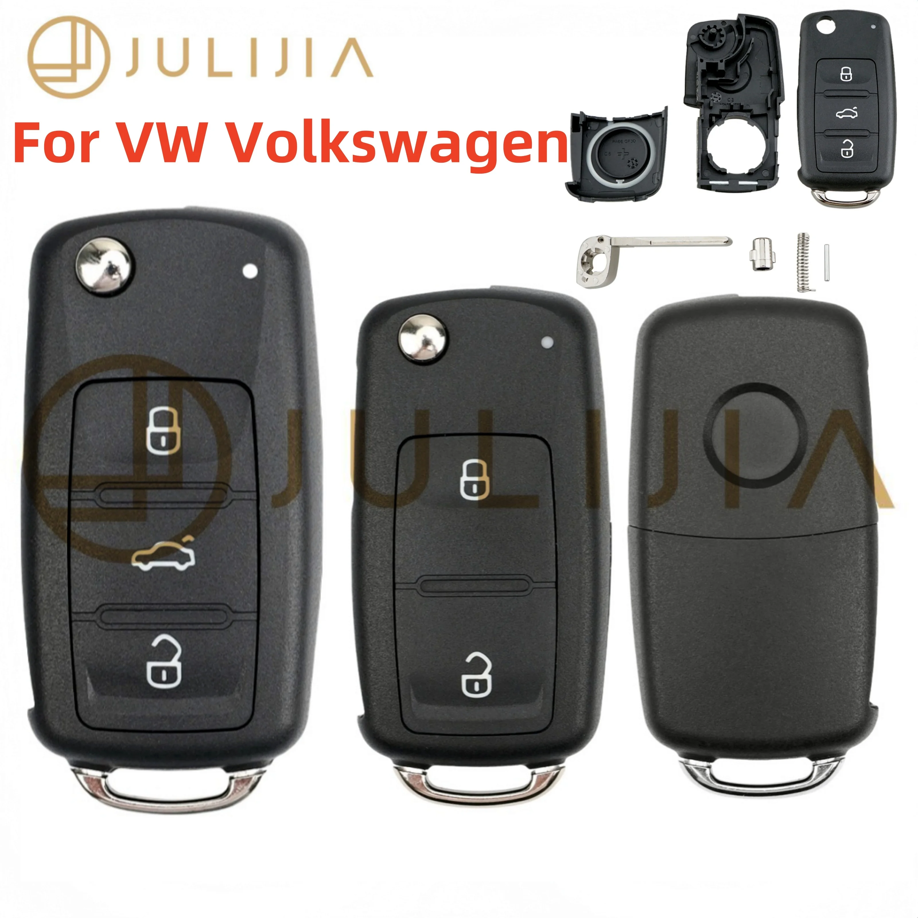 

Original For VW 5K0837202AD 2/3 Button Tiguan Touran Touareg Eos Golf GTI Passat Touareg Jetta Beetle Polo Up Remote Key Shell