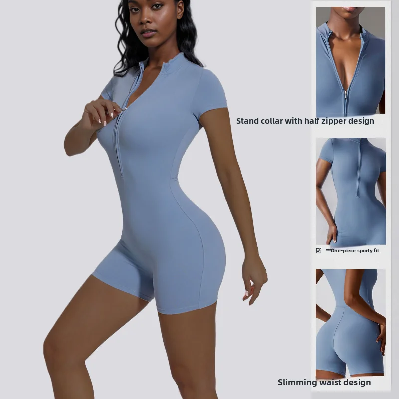 

2026 New High-Waist Zipper ort-Sve Onesie Women's Yoga ortsuit Polyester Fiber Summer Collection Faionable